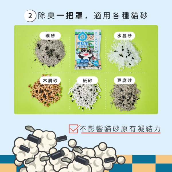 沛點炭 商品圖8 貓貓專用【臭味滾】沛點炭 80g 專利吸附 分解除臭 活性炭