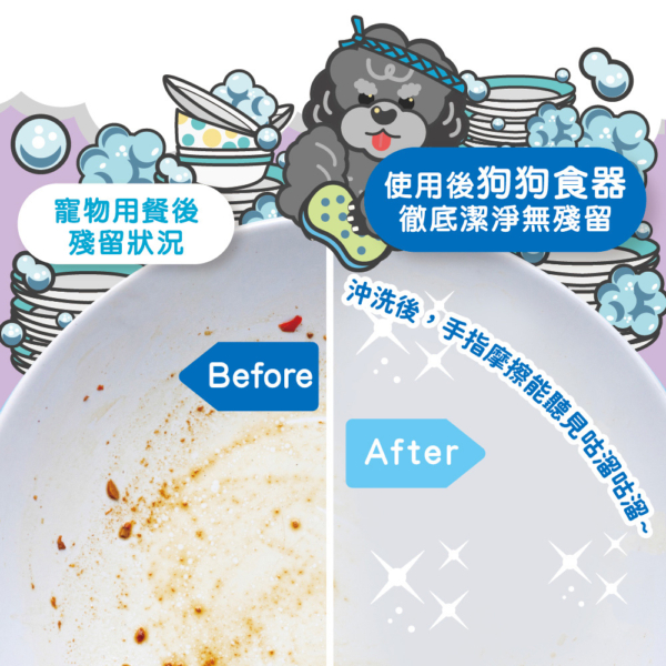 碗盤洗潔精(狗家庭適用) 商品圖2 狗狗專用【臭味滾】碗盤洗潔精 狗狗洗碗精 分解口水生物膜 輕鬆沖淨